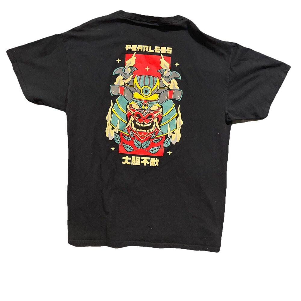 Fearless Shirt Adult Large Black Graphic Short Sleeve Cotton Casual Mens